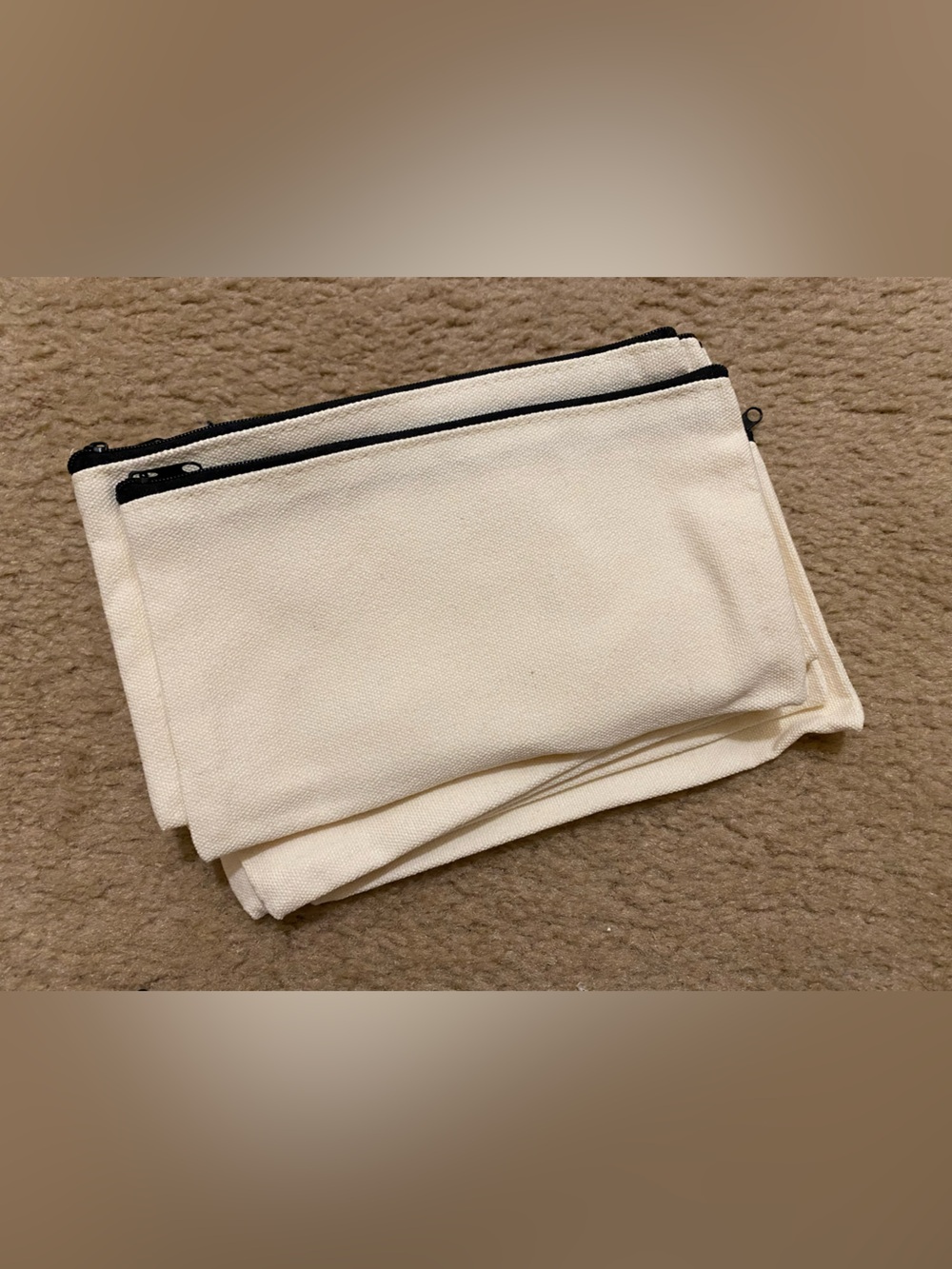 Cream Canvas Blank Zipper Pouch LOT OF 10